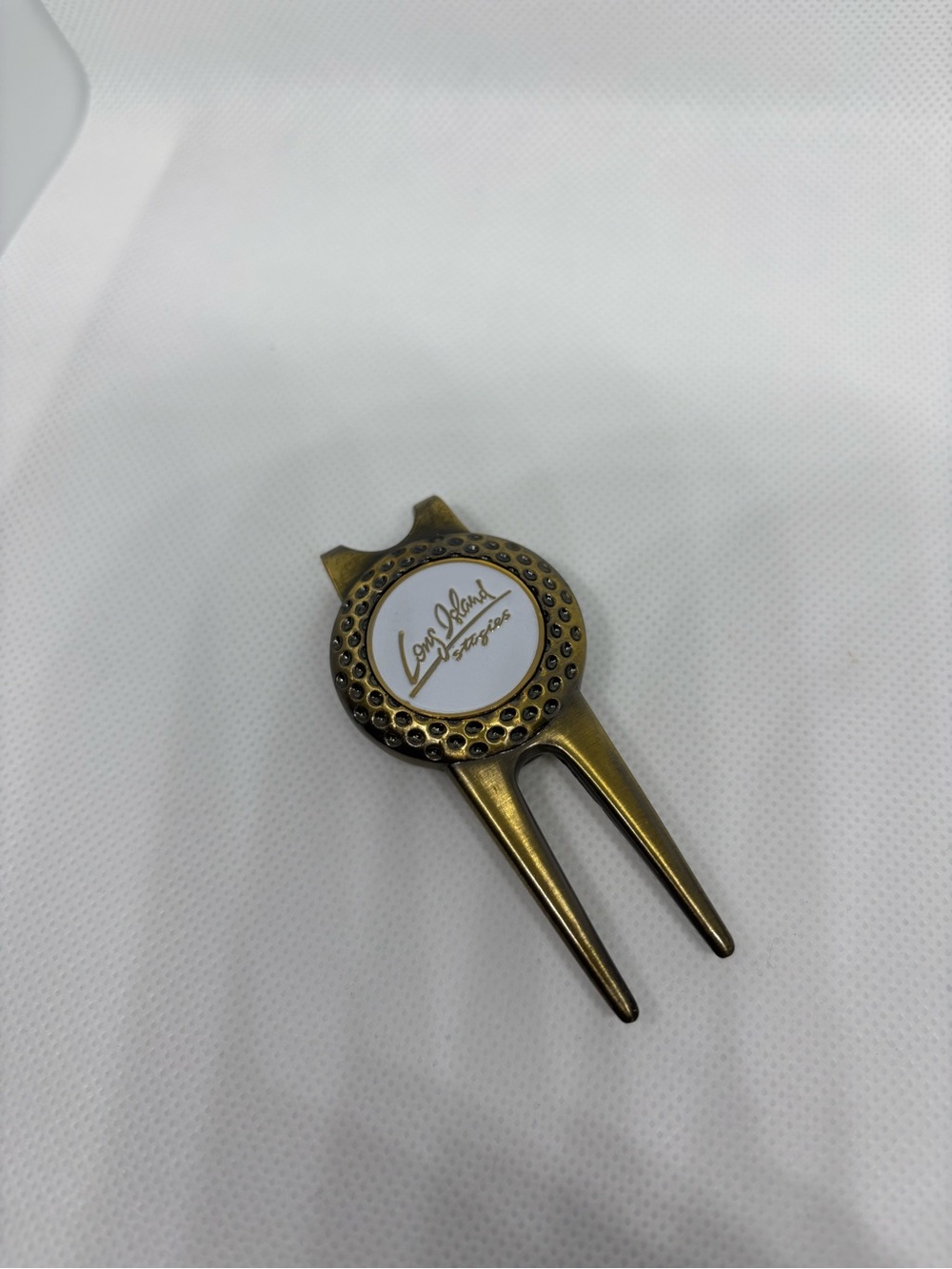 Golf Divot Repair Tool with Ball Marker - Brass Finish